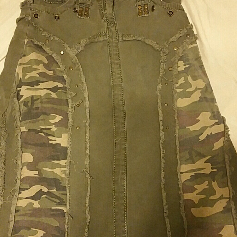Army Green camo long skirt